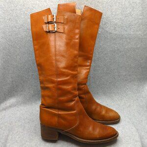 J Crew Sienna Cognac Brown Leather Tall Riding Boots Women Size 8.5